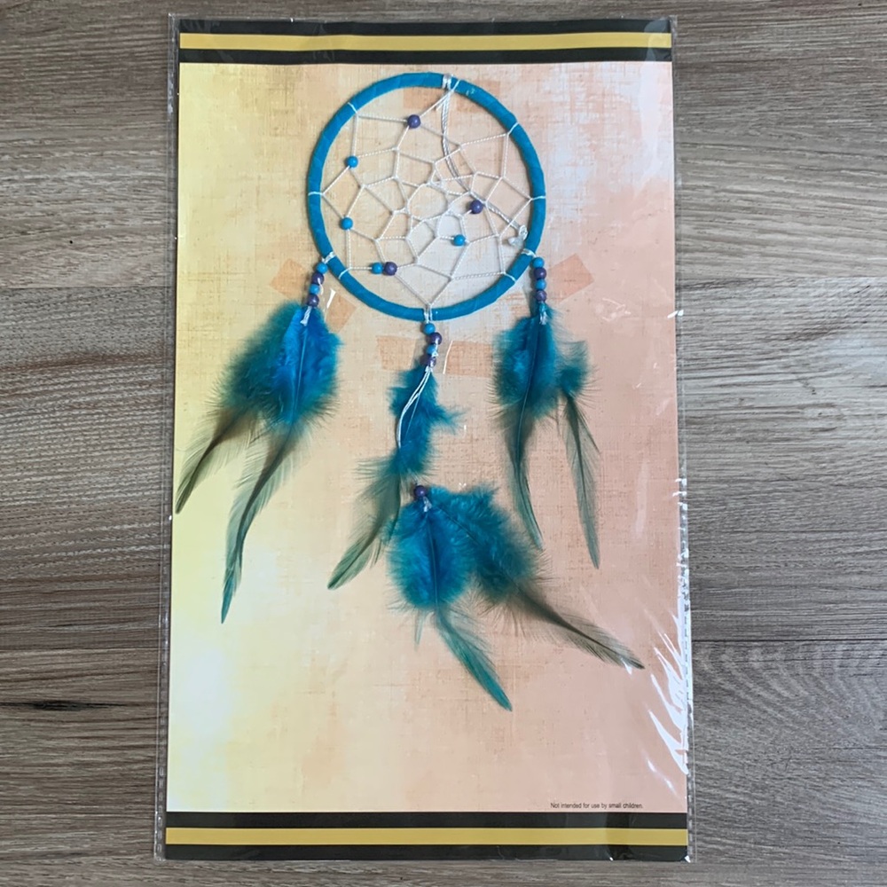 Blue Dreamcatcher Feathers Bohemian Feathered Dream Catcher Native American 🆕